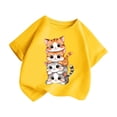 thumbnail image 3 of GDREDA Vêtements Fille Enfant Filles Mignon Graphique Col Rond Manches Courtes Tee Été Décontracté T-Shirt Hauts Fille Été Jaune,7-8 Ans, 3 of 5