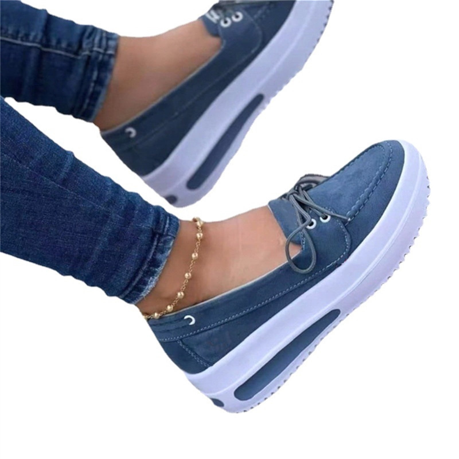 Espadrilles à Plateforme Compensée pour Femme, à Lacets, à Enfiler, Plates, pour Usage Quotidien Décontracté