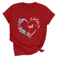 thumbnail image 2 of QIPOPIQ T-Shirt à Imprimé de Lettres Graphique pour Femme, Manches Courtes, Haut Tee en Liquidation, 2 of 3