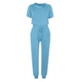 thumbnail image 4 of Yuyuzo Womens Workout Sets 2 Piece Short Sleeve Crew Neck T-Shirts Drawstring Jogger Pants with Pockets, 4 of 5