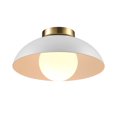 thumbnail image 1 of 1-Light Matte White Flush Mount Ceiling Light with White Opal Glass Shade, 1 of 9