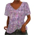 thumbnail image 1 of Birdeem Women V-Neck Print T-Shirts Fashion Comfortable Female Blouses Tops, 1 of 6