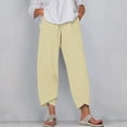 thumbnail image 2 of Timegard Plus Size Pants for Women Elastic Waist Solid Color Comfy Fall Casual Crop Pants with Pockets, 2 of 5
