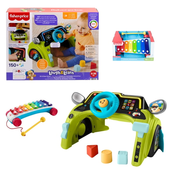 Ensemble Fisher-Price – Ma Première Voiture d’Activités Rires et Éveil et Xylophone classique