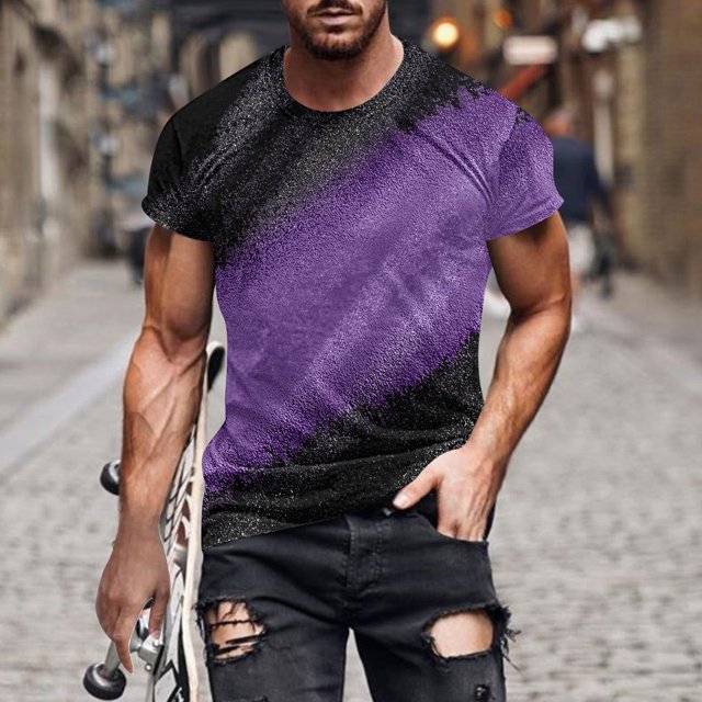 Aqestyerly T-Shirt Décontracté pour Homme à Manches Courtes, Col Rond, Haut Imprimé, Mode Été, Chemise pour Usage Quotidien HWRETIE