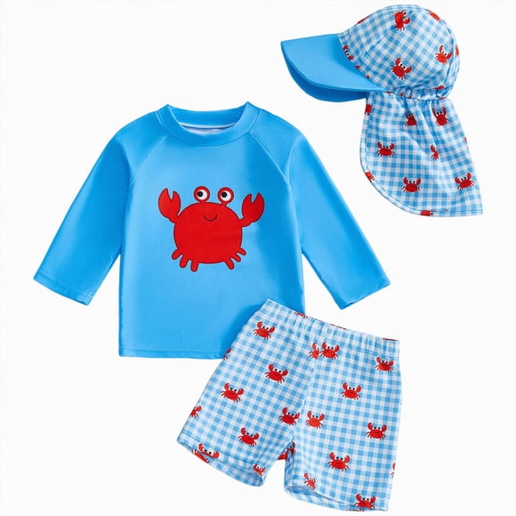 Gubotare Toddler Bathing Suit Boy Boys Rash Guard Swimsuits Set for Boys 2 Piece Swim Shirts Quick Dry Bathing Suits 12 18 Months (Sky Blue,12-18 Months)