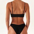 thumbnail image 3 of CEHVOM Women Solid Push Up High Cut Lace Up Halter Bikini Set Two Piece Swimsuit, 3 of 8