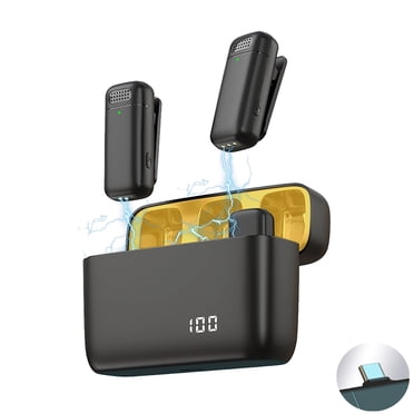 SuoKom Wireless Microphone Wireless Lavalier Microphone 2 Mini Microphones Wireless Lapel Microphone For Android/IOS Video Recording Interview Vlog Lavalier Microphone 2 Tx+1 Rx