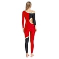 thumbnail image 2 of Raenseen Womens' Long Sleeve Unitard Gymnastics Ballet Dance Bodysuit Metallic Color Block Jumpsuit Red XXL, 2 of 5