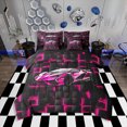 thumbnail image 1 of Erosebridal Ensemble de Literie Voiture de Sport Cool Taille Simple, Ensemble de Couette Voiture de Course avec Draps, Décor Géométrique Carré, Réversible 7 Pcs, 1 of 5