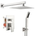 thumbnail image 1 of SR SUN RISE Shower Faucet Set Bathroom Square Rain Shower Head with Handheld Spray Wall Mounted Rainfall Shower Fixtures Brushed Nickel Shower Faucet Trim Repair Kits (Contain Shower Valve)10 Inches, 1 of 5