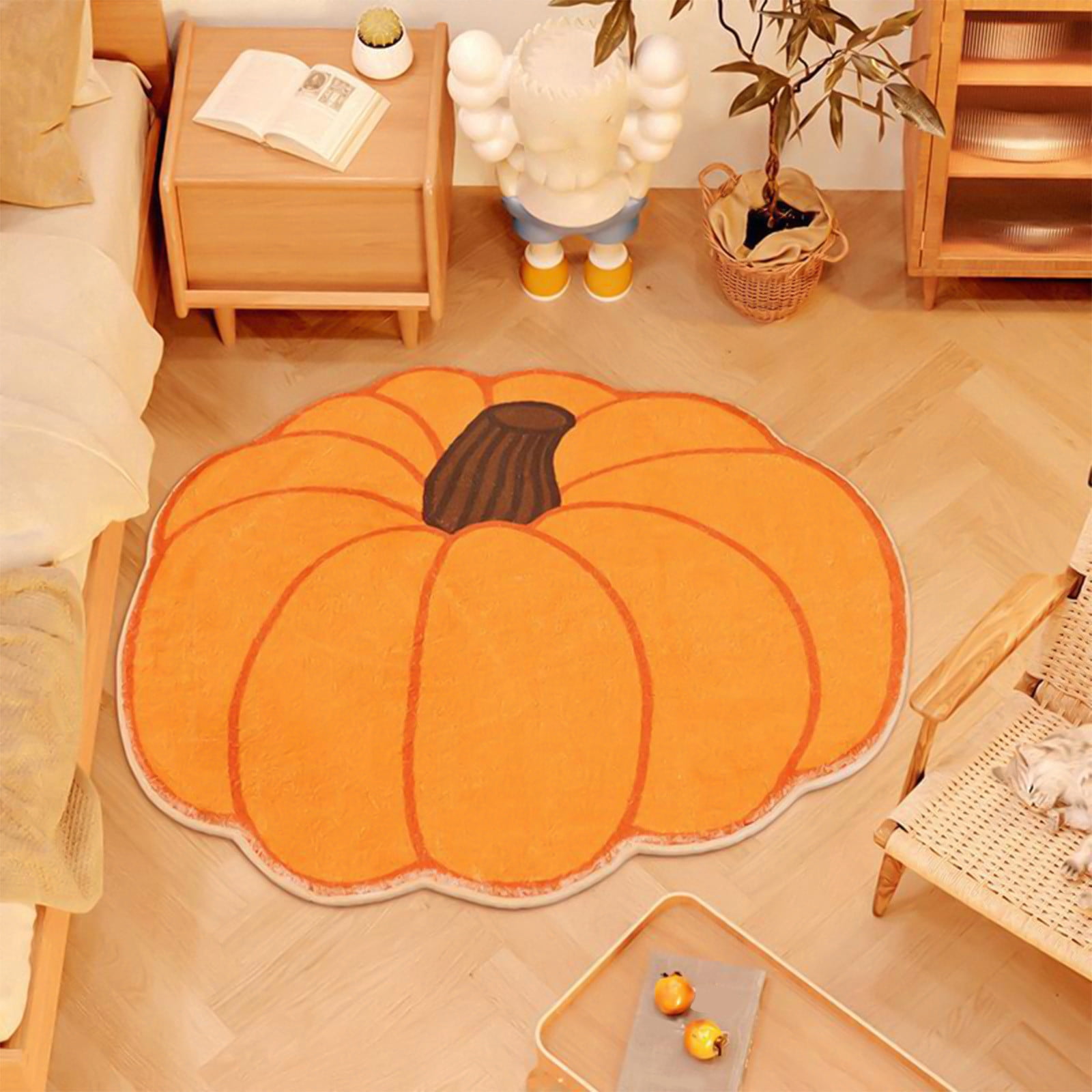 Suncoda Bathroom Rugs, Orange Pumpkin Bath Mat for Bathroom, Cute Pumpkin Orange Bathroom Rug Non Slip Shaped Bathtub Rug Bathroom Tub Shower Rugs Washable, Bath Mats for Bathroom