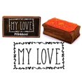 thumbnail image 1 of Printtoo Mon Amour Calligraphie Bloc de Cachets Rectangulaires en Bois en Caoutchouc Scrapbooking, 1 of 2