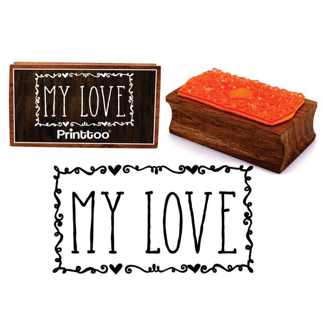 Printtoo Mon Amour Calligraphie Bloc de Cachets Rectangulaires en Bois en Caoutchouc Scrapbooking