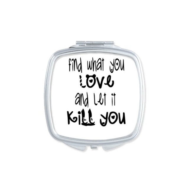 English Word Design Love And Kill Square Mirror Portable Compact Pocket Makeup Double Sided Glass