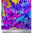 thumbnail image 1 of Soimoi Blue Rayon Fabric Colorful Butterfly Print Fabric by Yard 42 Inch Wide, 1 of 5