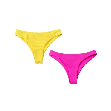 Kelon Women's Panties Clearance Women's Lace Underwear Women's Bikini Bottoms High Cut Swimsuit Bottom Solid Color Mid Waist Swim Bottoms Pack Of 2