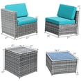 thumbnail image 2 of Costway Ensemble de Meubles en Rotin Osier 8 Pcs pour Patio avec Table de Rangement Turquoise, 2 of 10