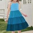 thumbnail image 5 of NJDVHB Robe d'Été pour Tout-Petit, Robe de Plage pour Fillette, Robe de Fête pour Fille, Robe d'Été Boho à Bretelles Décontractée Sans Manches à Étages Style Camisole pour Fillette, Bleu, 130, 5 of 5