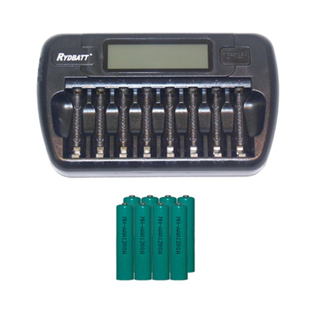 Chargeur de Pile LCD AA / AAA à 8 Baies + 8 Piles AAA 1200 mAh NiMH