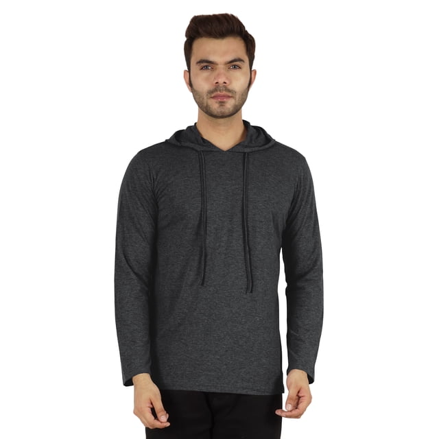 Inkmeso Solid Winter Hooded Sweatshirt For Mens Long Sleeve Drawstring Pullover Hoodie