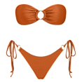 thumbnail image 1 of Swimming Suits for Women Solid Color Strapless Backless Gathering Separate Bikini Orange Women Bathing Suits L, 1 of 3