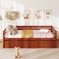 thumbnail image 4 of Costway Lit-Banquette Gigogne Format Simple avec Lattes en Bois, Support de Matelas, Plateforme pour Enfants, Noyer, 4 of 10