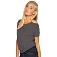 thumbnail image 1 of Bella Women's Cutout Back Flowy T-Shirt, Dark Grey M, 1 of 2