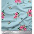 thumbnail image 1 of Soimoi Poly Georgette Fabric Leaves & Rose Flower Print Sewing Fabric Yard 52 Inch Wide, 1 of 3