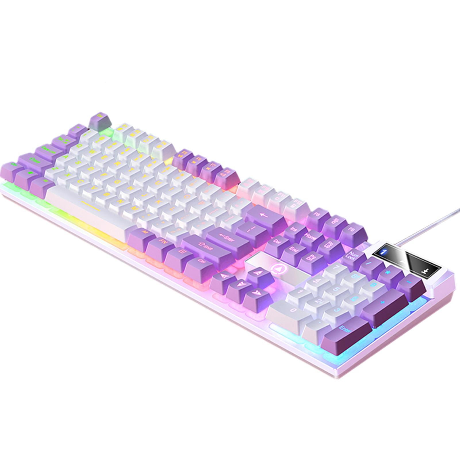 Mechanical Gaming Keyboard RGB Backlit USB LED Lighting Effects for Windows White