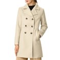 thumbnail image 1 of INSPIRE CHIC Manteau Mi-Long à Double Boutonnage pour Femme à Revers Cranté, 1 of 7