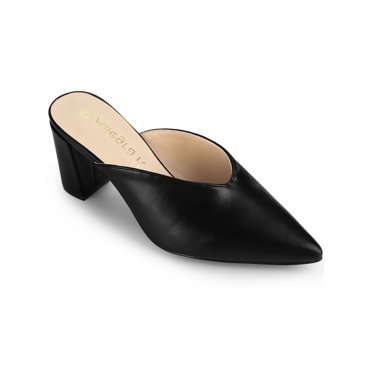 BLISSFUL STEP Mules à Talon Épais à Bout Pointu pour Femmes
