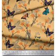 thumbnail image 2 of Soimoi Orange Poly Georgette Fabric Flower & Butterfly Print Sewing Fabric BTY 42 Inch Wide, 2 of 5