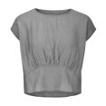thumbnail image 4 of cfhntfmh Hauts d'Été pour Femmes Tendance à Manches Cap Courtes Col Ras du Cou Blouses Basiques Confortables Couleur Unie T-Shirts Décontractés 2025, 4 of 6