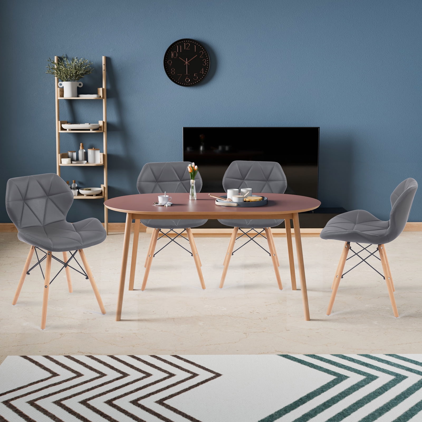 Chaises de salle à manger modernes Noble House avec dossier, rembourrage en mousse haute résilience et revêtement en cuir PU, ensemble de 2 (grises)
