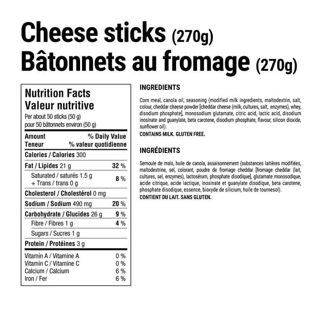 Yum Yum Cheese sticks 270g - Walmart.ca