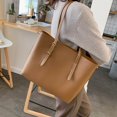 thumbnail image 3 of Sac à Bandoulière Simple Grande Capacité Poignée Supérieure Fermeture Éclair Réglable en Faux Cuir Couleur Unie Sac à Main pour Femmes pour le Travail, 3 of 10
