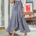 thumbnail image 2 of Besolor Women's Plus Size Plaid Maxi Skirt High Waisted Tie Knot A-Line Irregular Ruffle Hem Long Skirt, 2 of 6
