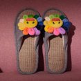 thumbnail image 1 of Women’s Linen Slippers for Summer Home Indoor, Ladies' Memory Foam Open Toe Slide Sandal with Non Slip Sole, 1 of 8