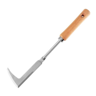 Outil Désherbeur pour Fissures de 12 Pouces, Désherbeur de Crevasses en Acier Inoxydable avec Manche en Bois, Enlève-Désherbeur de Trottoir en L pour Pavé de Patio, Entrées, Jardin