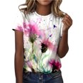 thumbnail image 2 of T-shirts pour Femmes Mode Femme Col Rond Été Manches Courtes Blouse T-Shirt Décontracté Imprimé Hauts Blouses pour Femmes Chic en Liquidation, 2 of 4