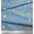 thumbnail image 3 of Soimoi Satin Silk Fabric Fish,Shell & Starfish Ocean Fabric Prints by Yard 42 Inch Wide, 3 of 3
