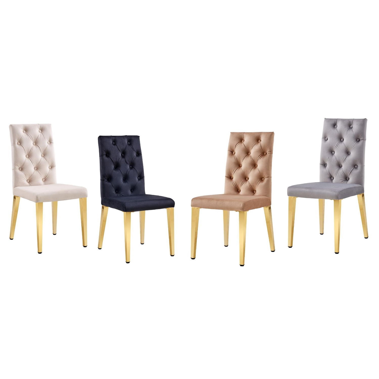 Chaise de salle à manger beige Roma de Canadian Furniture, pieds dorés (ensemble de 2)