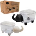 thumbnail image 1 of Lot de 2 Porte-Cotons-Tiges en Forme d'Éléphant, Boîte de Rangement avec Couvercle Transparent Anti-Poussière Noir + Blanc, 1 of 7