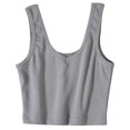 thumbnail image 1 of Pompotops Women Ladies Solid Sleeveless Pullover Vest Tank Crop Tops Shirts, 1 of 8