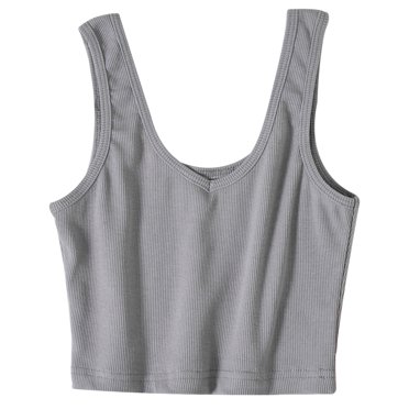 Pompotops Femmes Dames Uni Sans Manches Chandail Sans Manches Gilet Débardeur Court Hauts Chemises