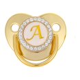 thumbnail image 1 of DPTALR Baby Pacifier 26 Letter Name Initials Clip Silicone Baby Pacifier Golden Shiny Newborn Pacifier, 1 of 3
