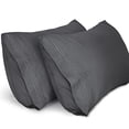 thumbnail image 1 of LiveComfort Pillow Cases (2 Pack), Embroidered Queen Size Soft Brushed Microfiber Pillowcases, Machine Washable Wrinkle Free Breathable (Dark Grey, Queen), 1 of 4