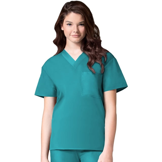 Core by Maevn Unisex V-Neck Pocket Solid Scrub Top, Solid, 1