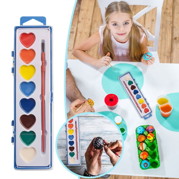 Ensemble de Peinture Aquarelle en Forme de Cœur Ensemble de Peinture Aquarelle pour Enfants Ensemble de Peinture Aquarelle en Forme de Cœur Ensemble de Peinture Aquarelle Lavable et Pinceau Saint-Valentin pour Carnet de Croquis en Papier Cochons dans un